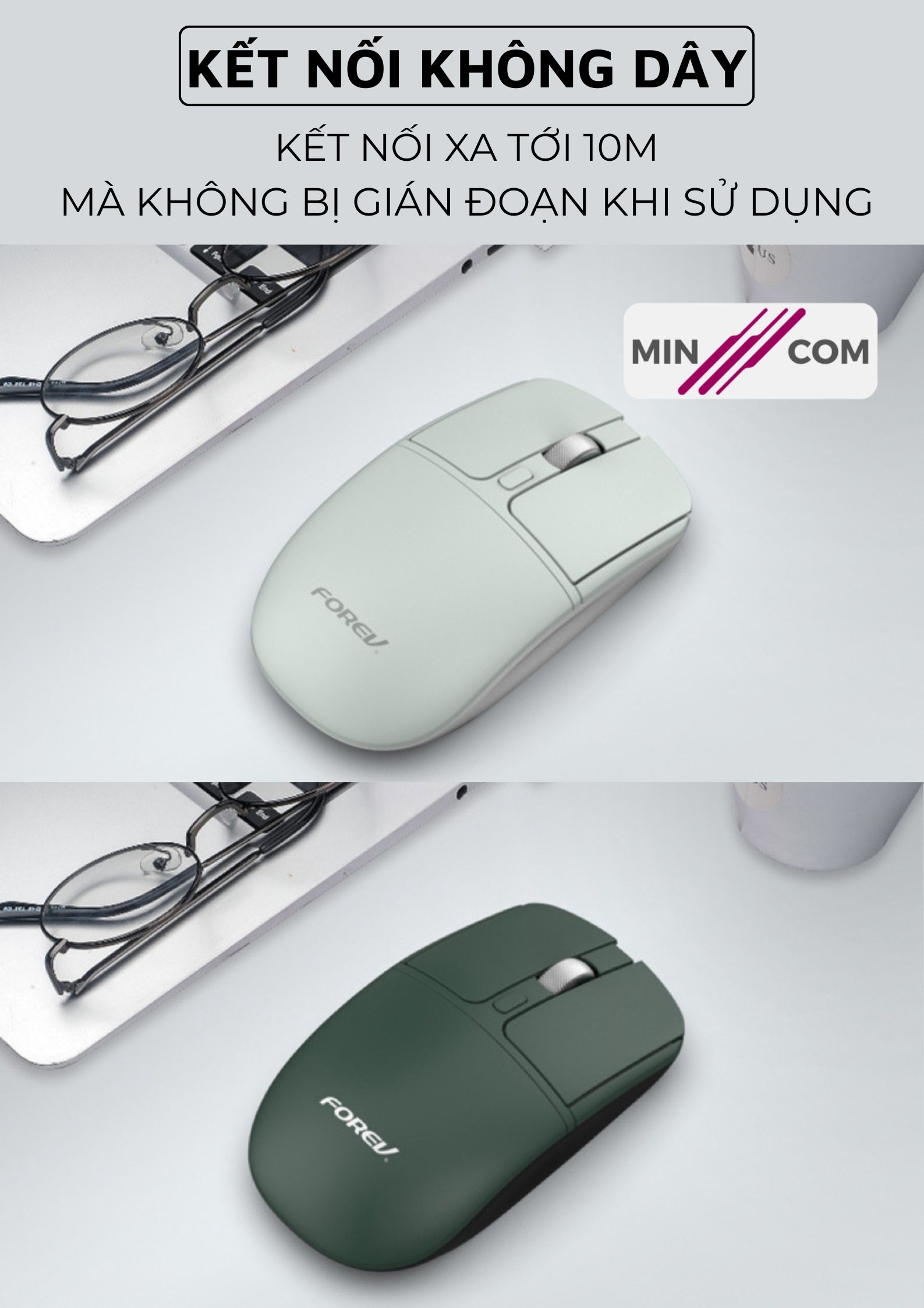 MinCom FV-386 Wireless Bluetooth Computer Mouse Click Silent ZiyouLang ...