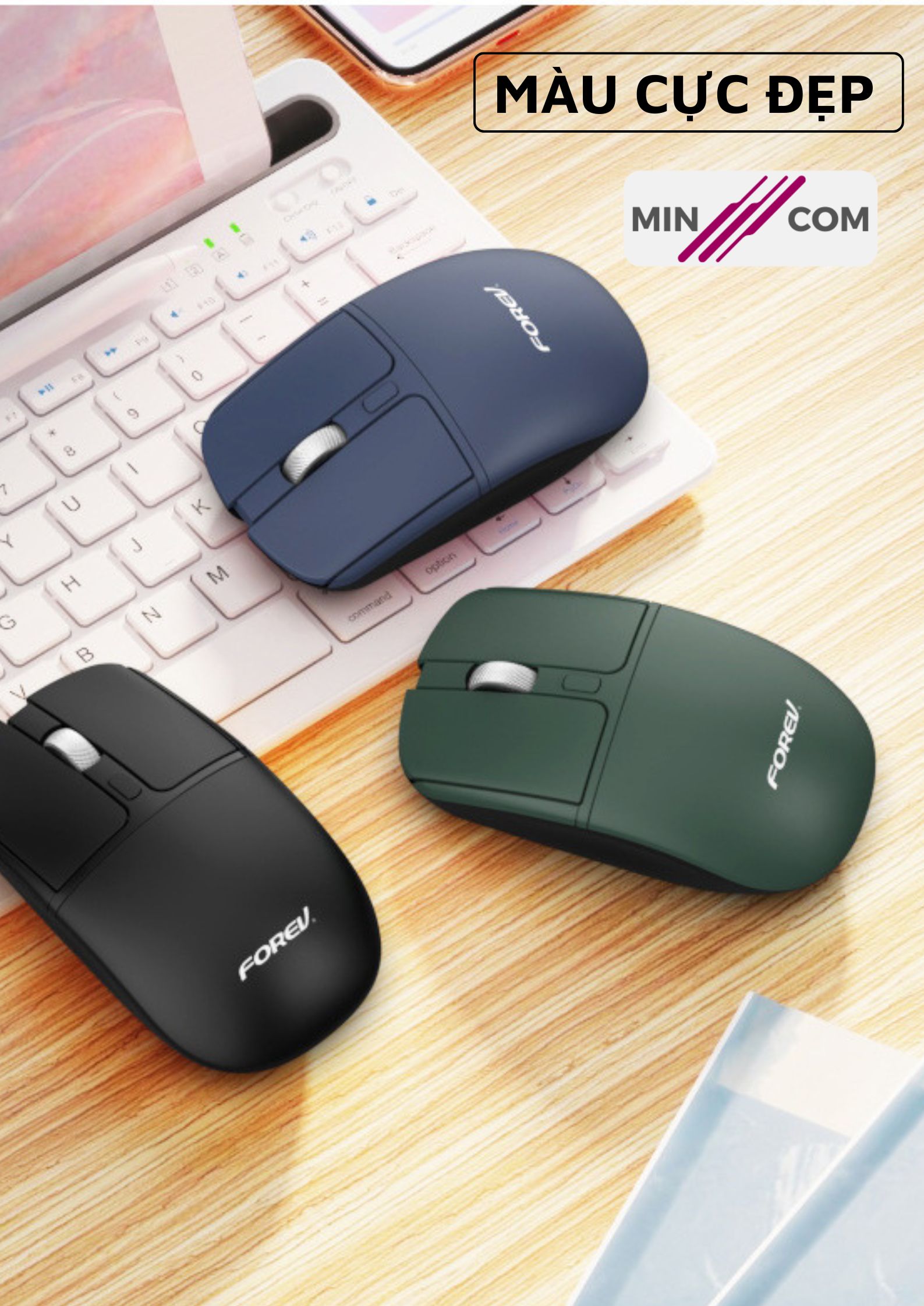 MinCom FV-386 Wireless Bluetooth Computer Mouse Click Silent ZiyouLang ...