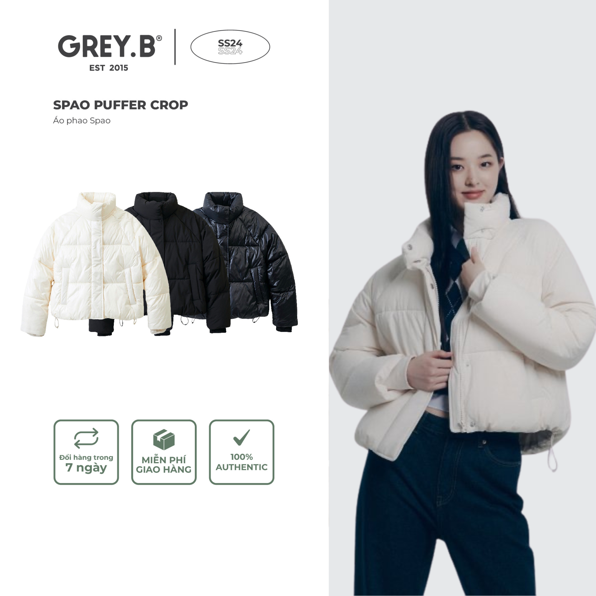 Jacket Spao Puffer Jacket GREYB Unisex Korean Style Shopee Malaysia
