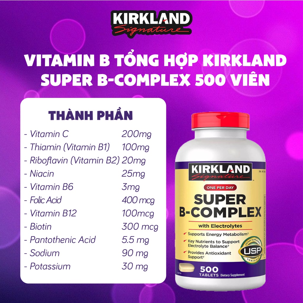 Kirkland Signature Super Vitamin B Supplement 500 Tablets