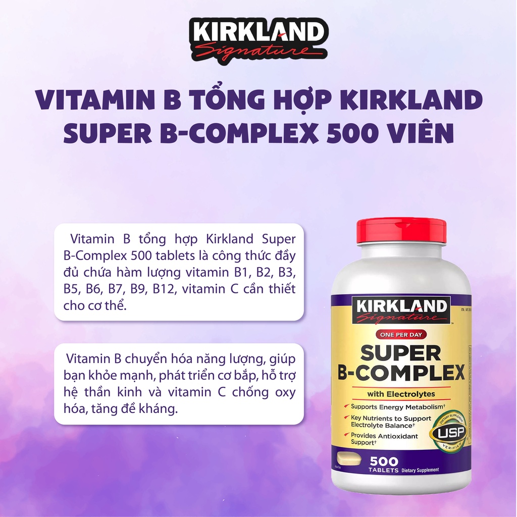 Kirkland Signature Super Vitamin B Supplement 500 Tablets