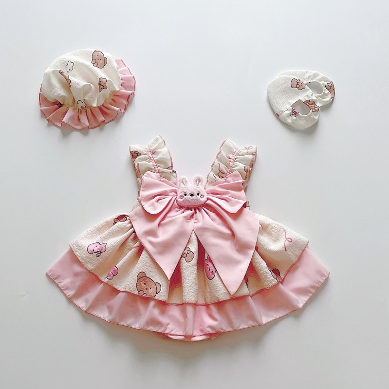 Body Lolita Dress Pink Bear Bow Ruffled Hedgehog KIDS for Newborn, Full ...