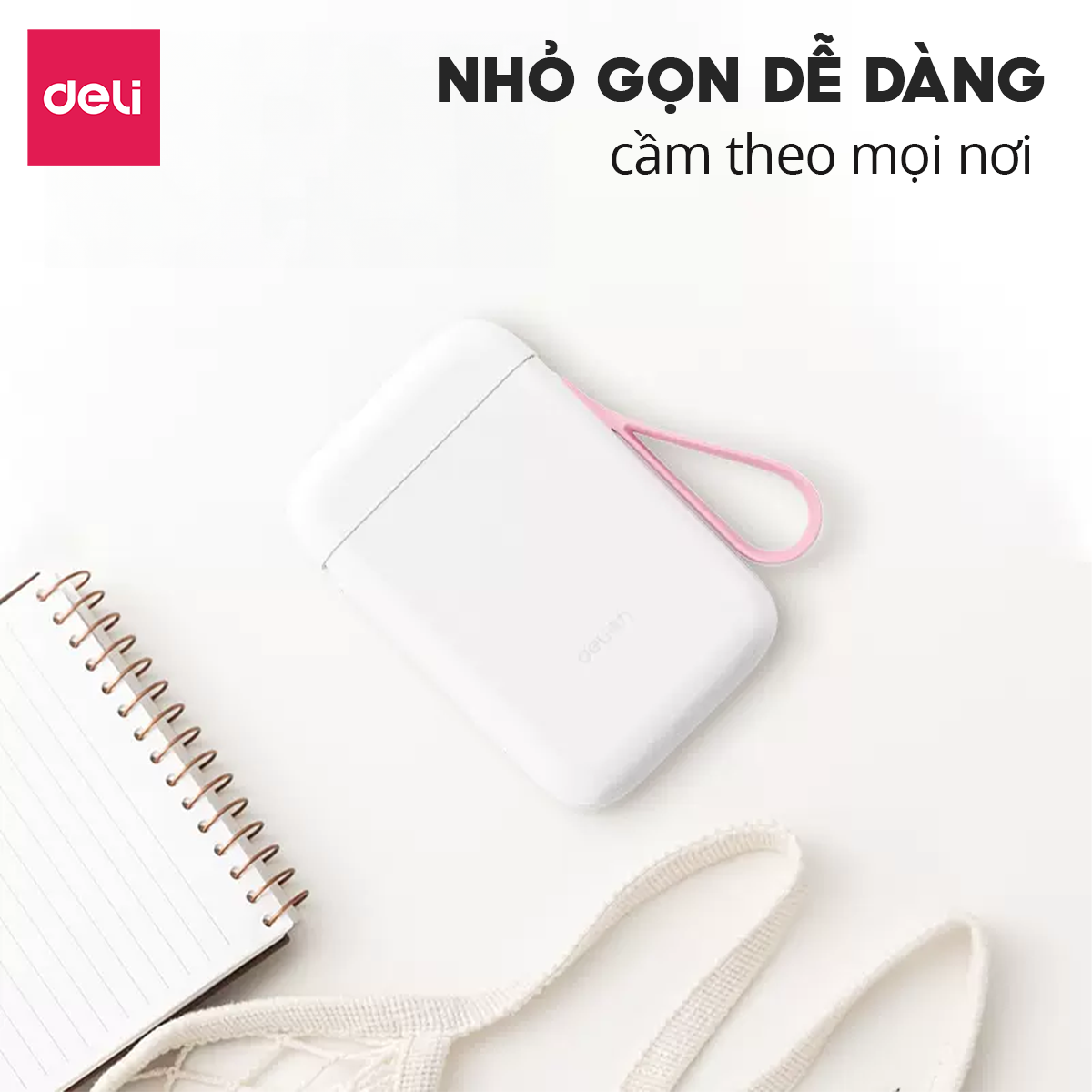 DELI Q1A Mini Handheld Thermal Printer Compact Design, Bluetooth ...