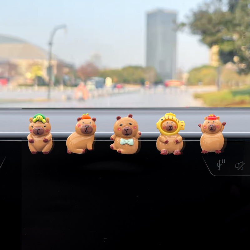 Jojo's cute mini Capybaras model set, decorates motorbikes, car ...
