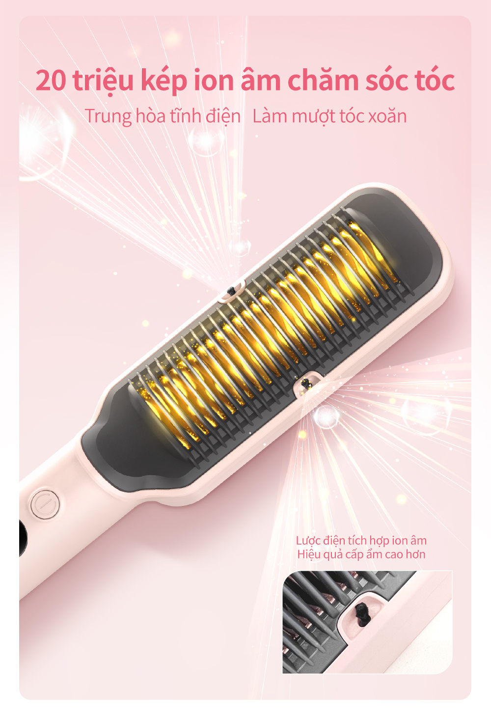 Simplus Pink 2in1 electric comb - Multi-function curling and ...