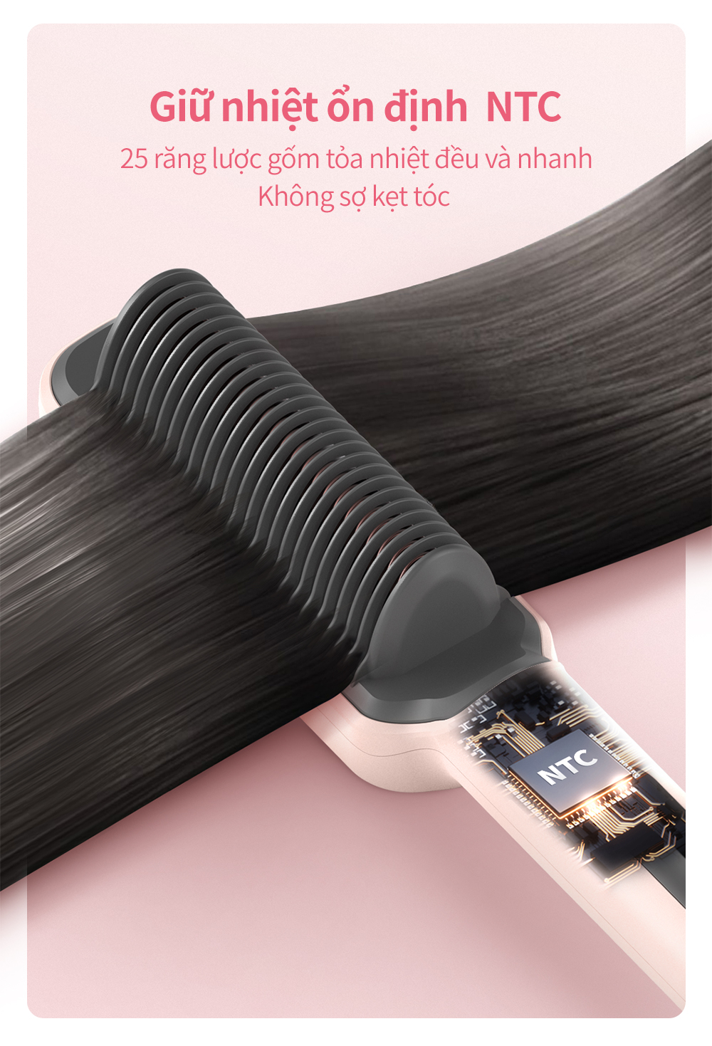 Simplus Pink 2in1 electric comb - Multi-function curling and ...