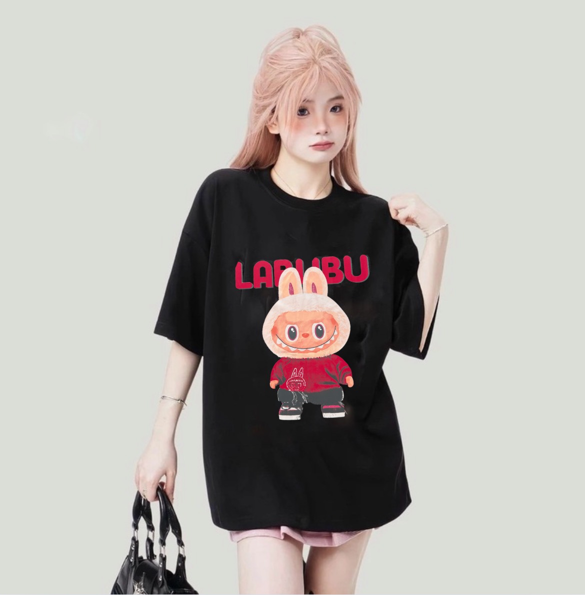 Labubu Ver2 T-shirt, loose form, fashion, Menswear Top Round Neck T ...