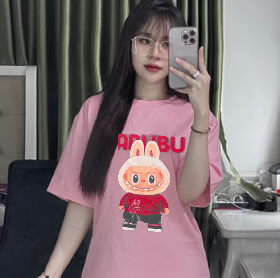 Labubu Ver2 T-shirt, loose form, fashion, Menswear Top Round Neck T ...