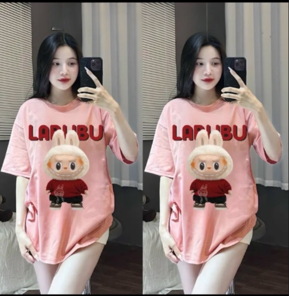 Labubu Ver2 T-shirt, loose form, fashion, Menswear Top Round Neck T ...