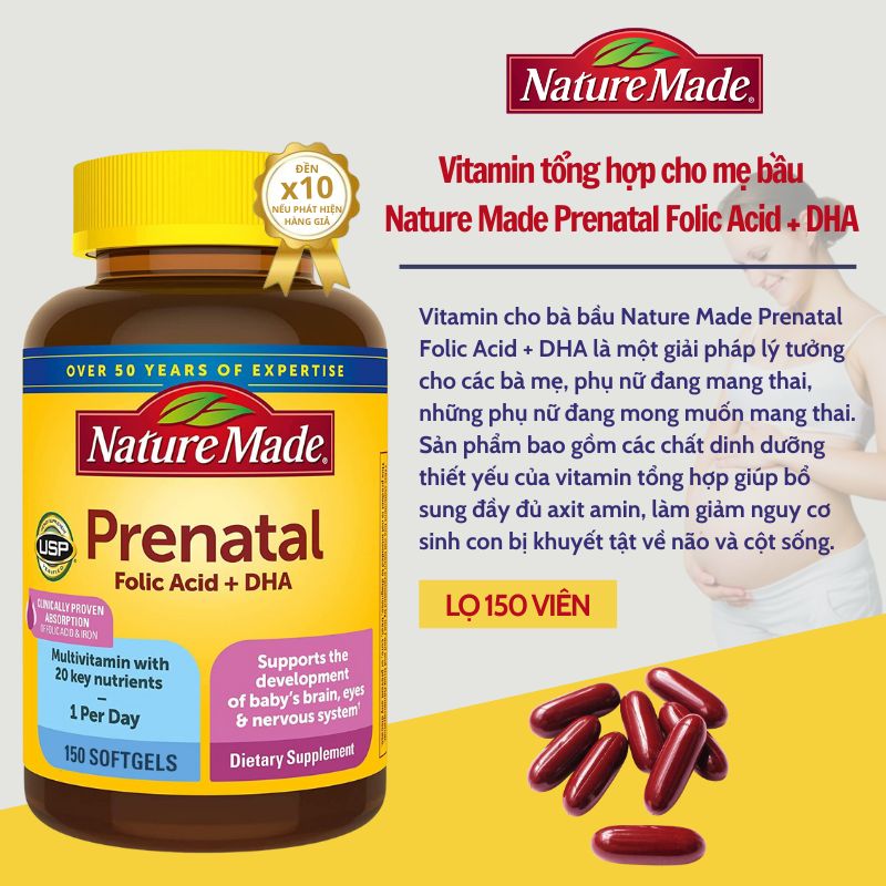 Nature Made Prenatal Multivitamin Folic Acid + DHA 150 tablets