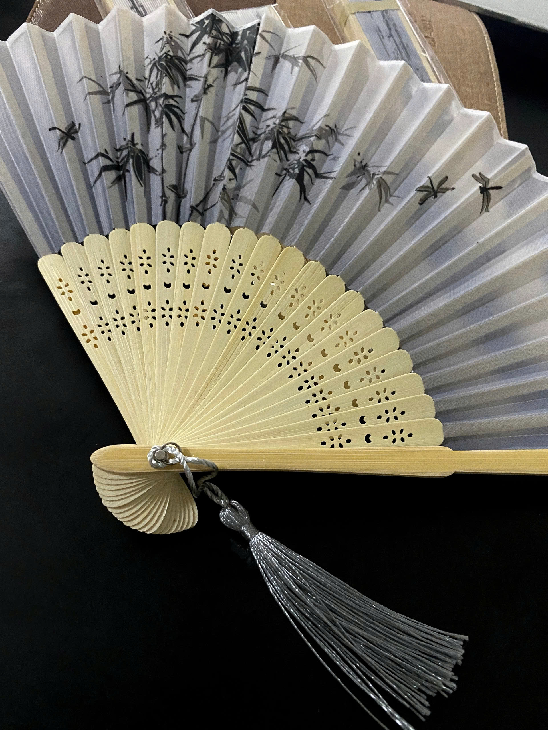 Hand-held folding fan printed with Bamboo tree in ancient style ...