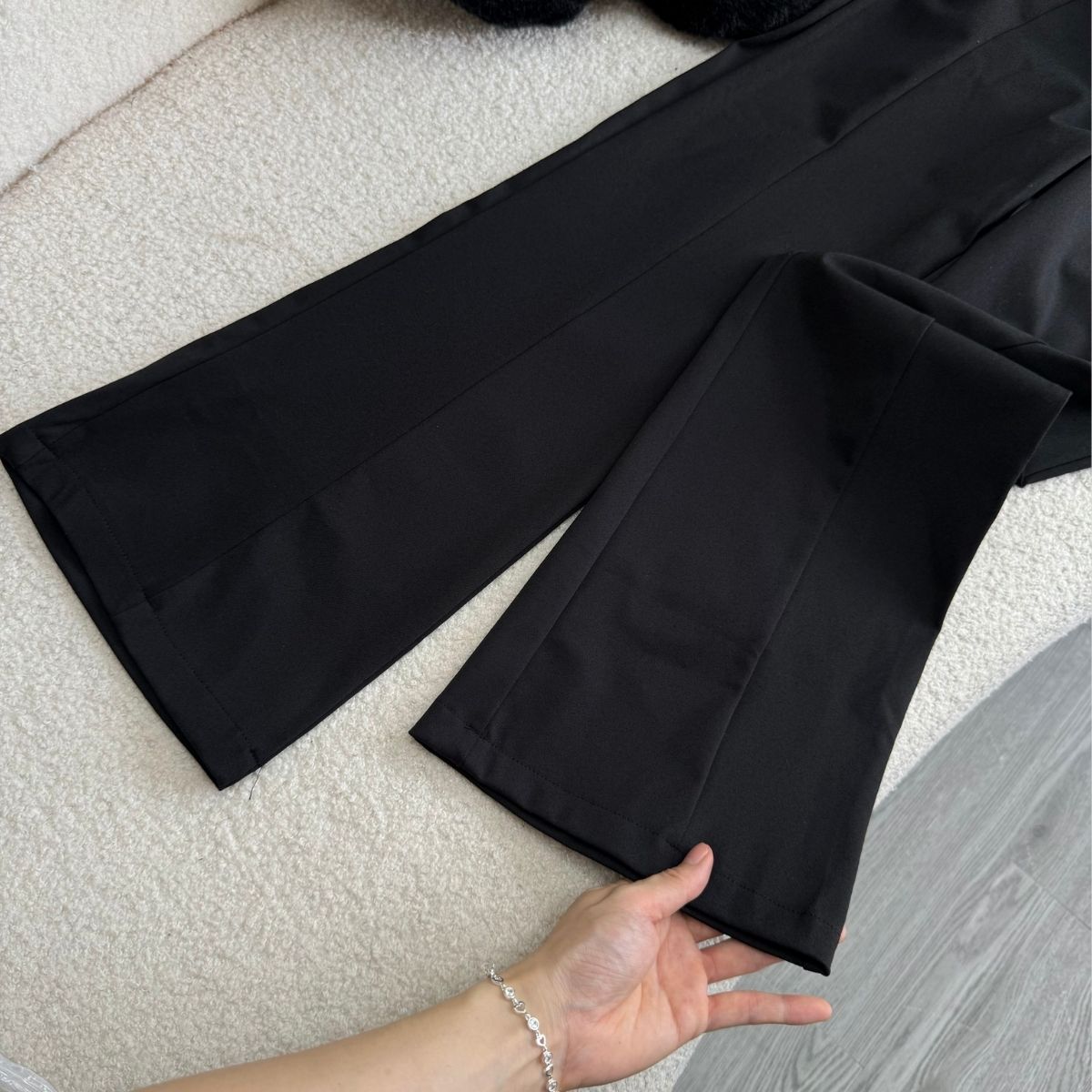 Women's Big Size Trousers with Flare and Slits in Umi Fabric, Cool ...