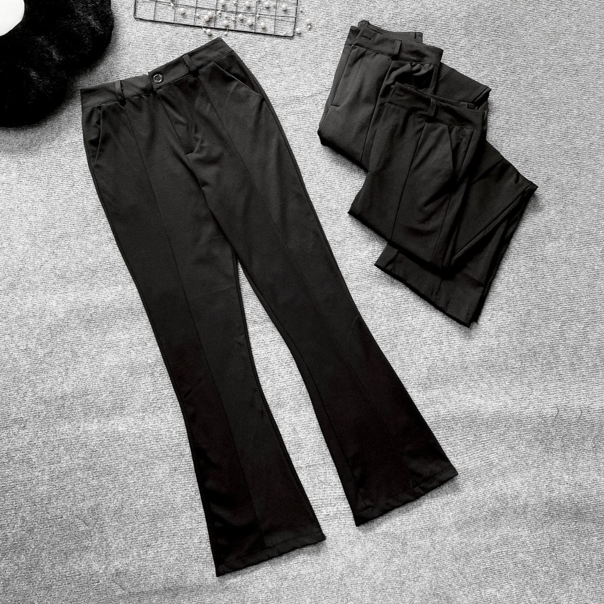 Women's Big Size Trousers with Flare and Slits in Umi Fabric, Cool ...