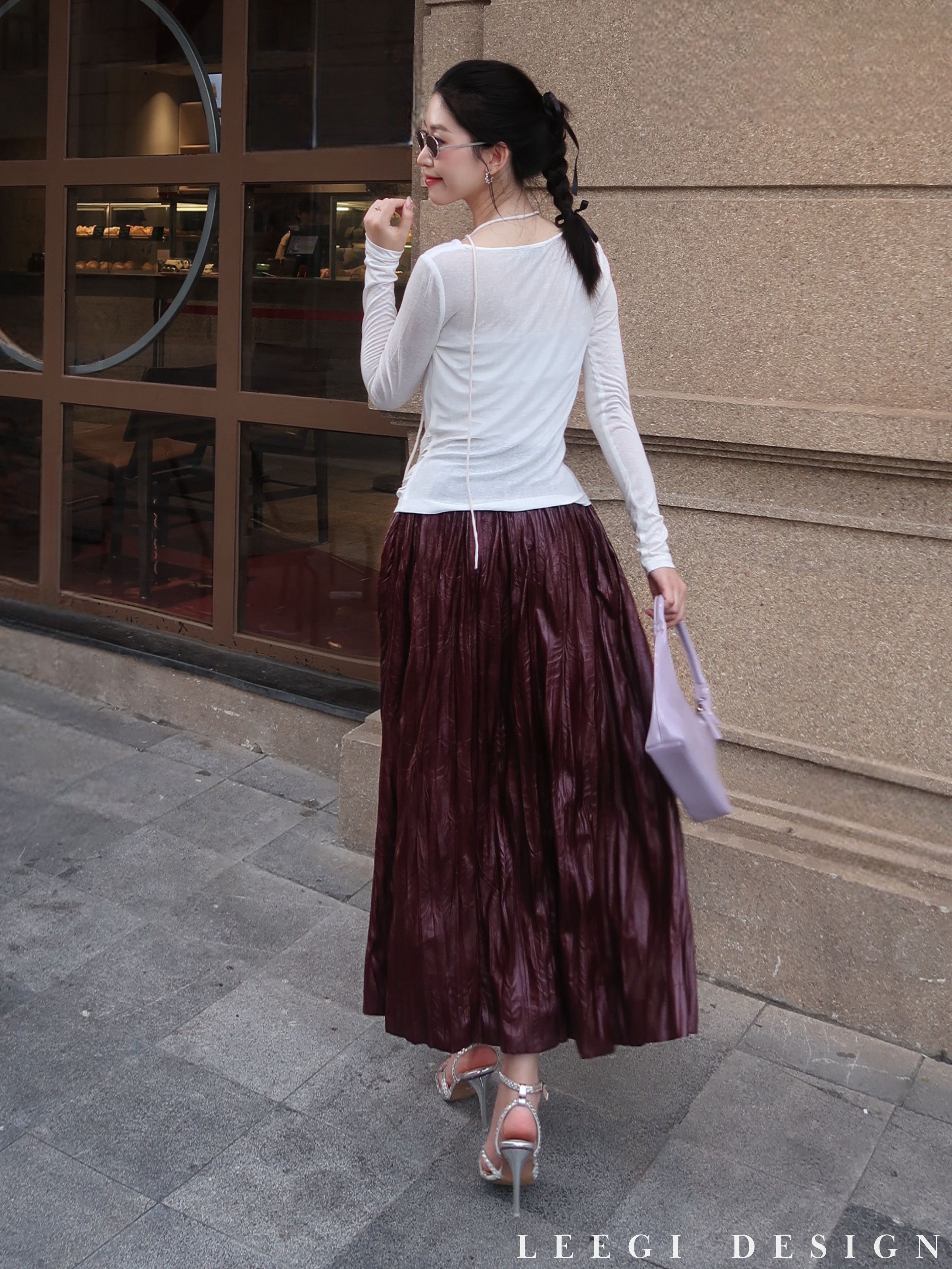 Leegi Design wrinkled leather skirt with flared shape - CV822 | Shopee ...