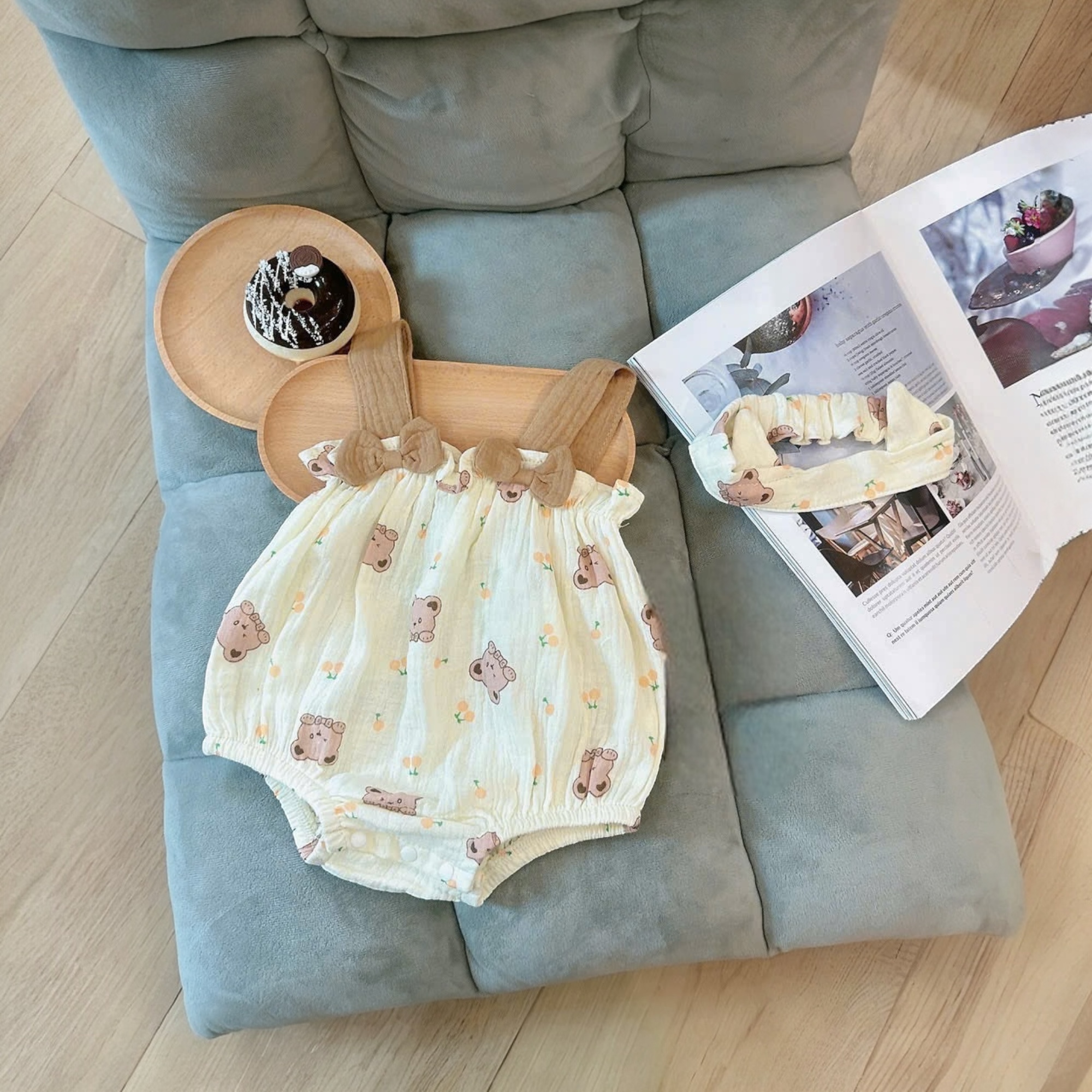 Two-strap Bodysuit with muslin turban Thigh body for girls Black Rabbit ...