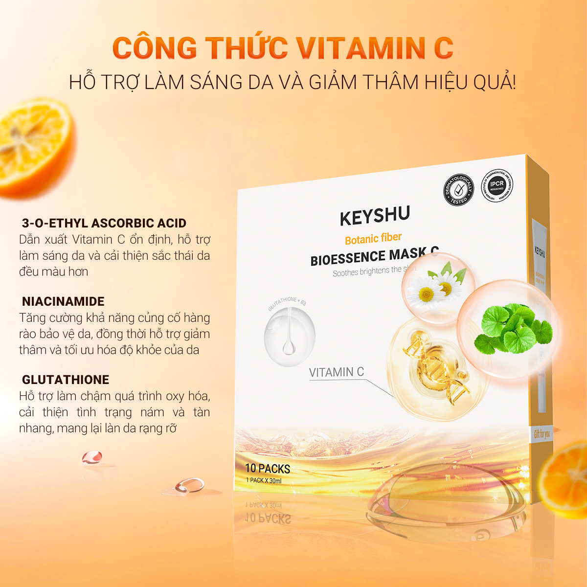 Bioessence Mask - Vitamin C KEYSHU Moisturizes, Soothes and Brightens ...