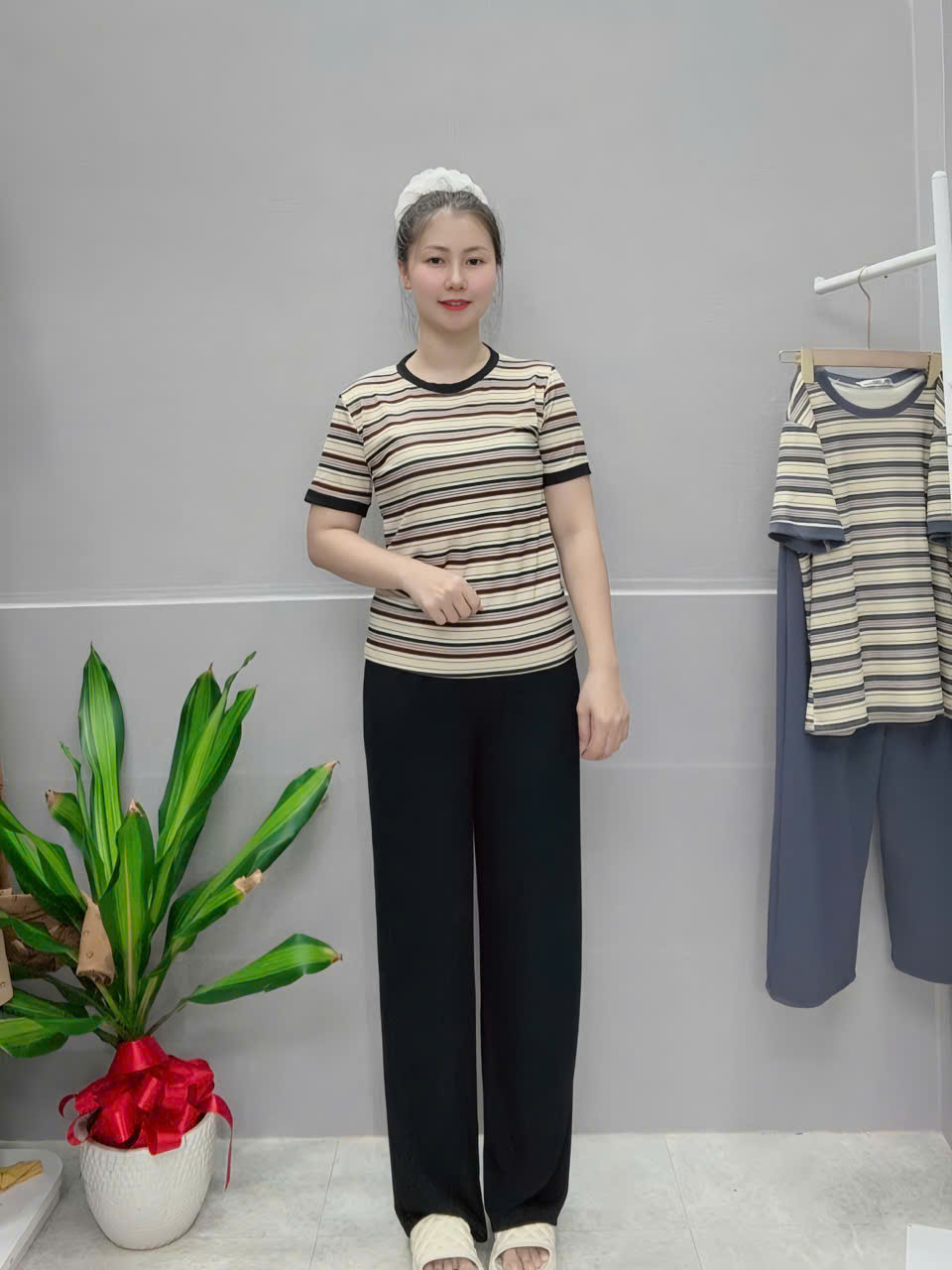 Women's Long Ribbed Patterned Home Wear - CH7. Women's Home Clothing ...