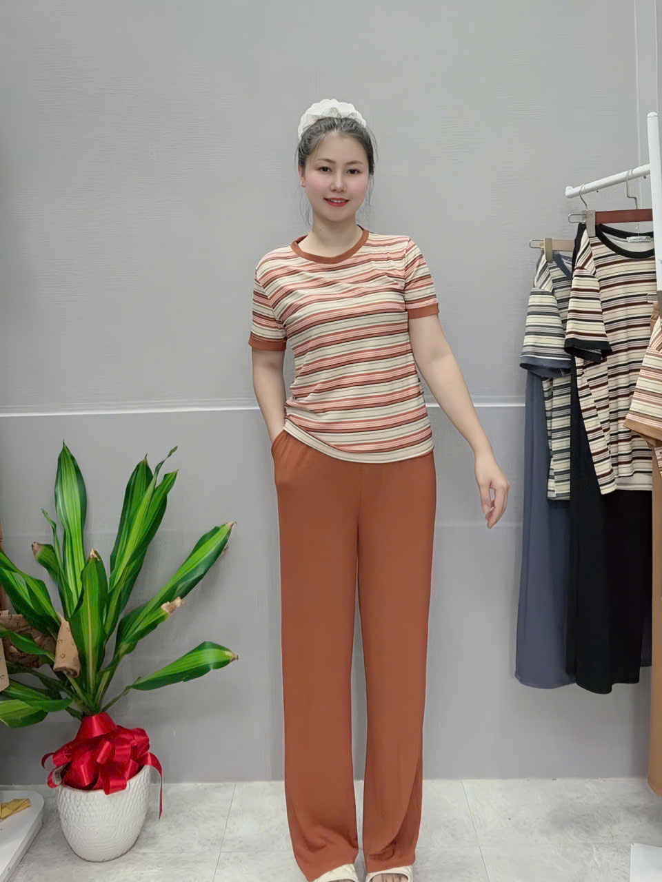 Women's Long Ribbed Patterned Home Wear - CH7. Women's Home Clothing ...
