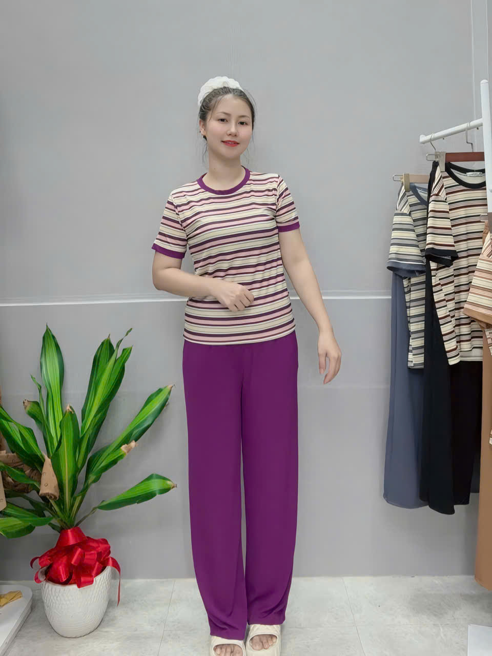 Women's Long Ribbed Patterned Home Wear - CH7. Women's Home Clothing ...