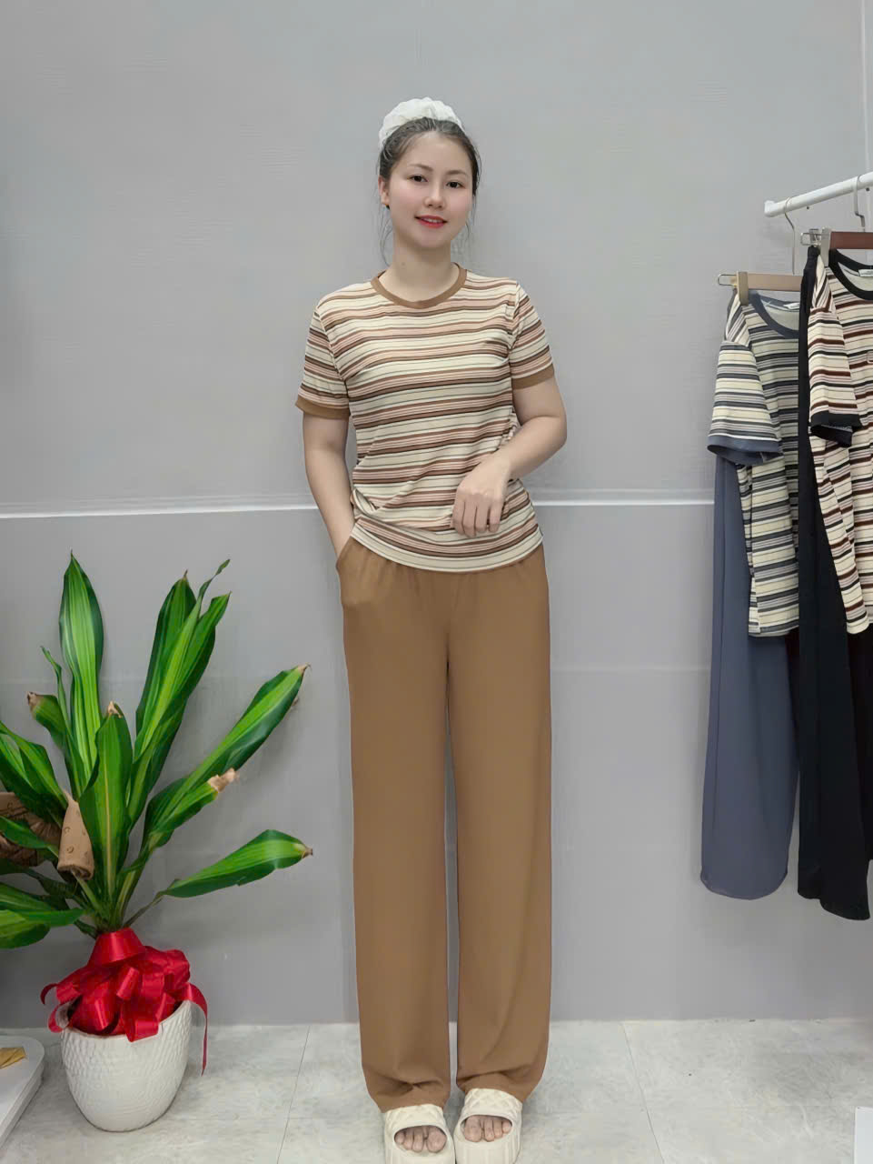 Women's Long Ribbed Patterned Home Wear - CH7. Women's Home Clothing ...