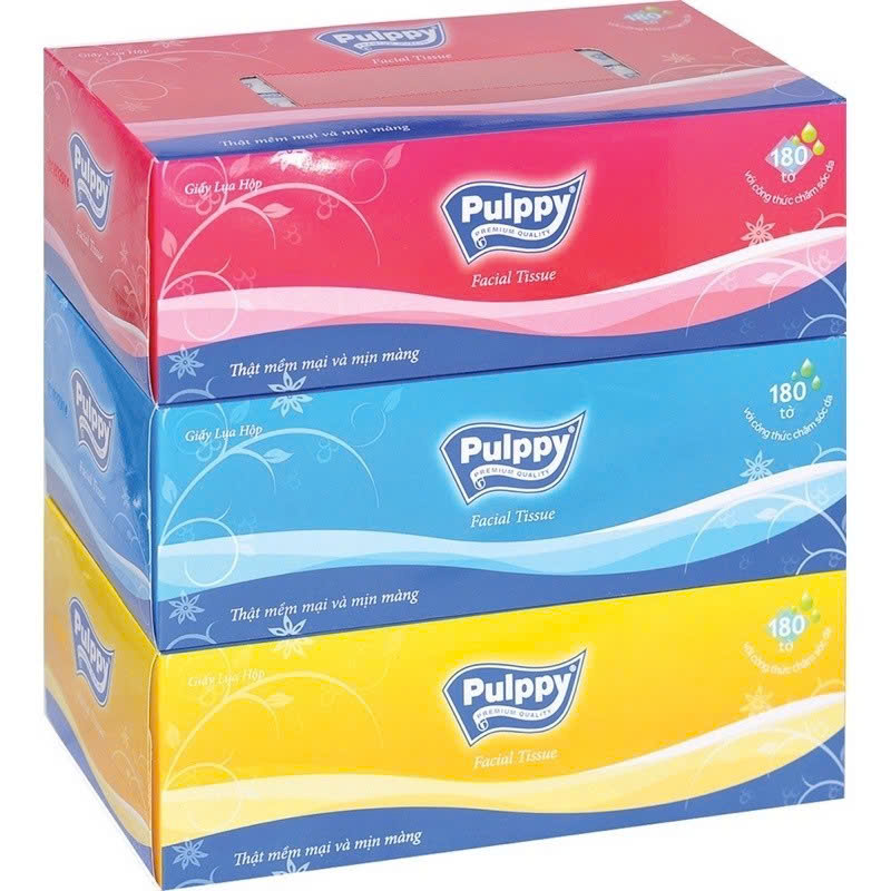 Pulppy Tissue Box 2 Layers Soft, Smooth, Super Tough 180 Sheets 5 ...