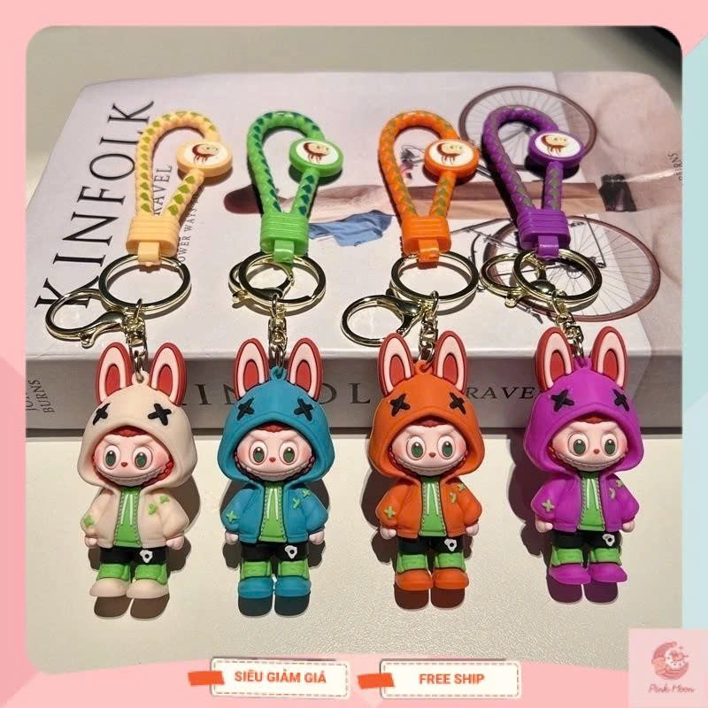 Lovely and funny Labubu rabbit ear keychain | Shopee Malaysia