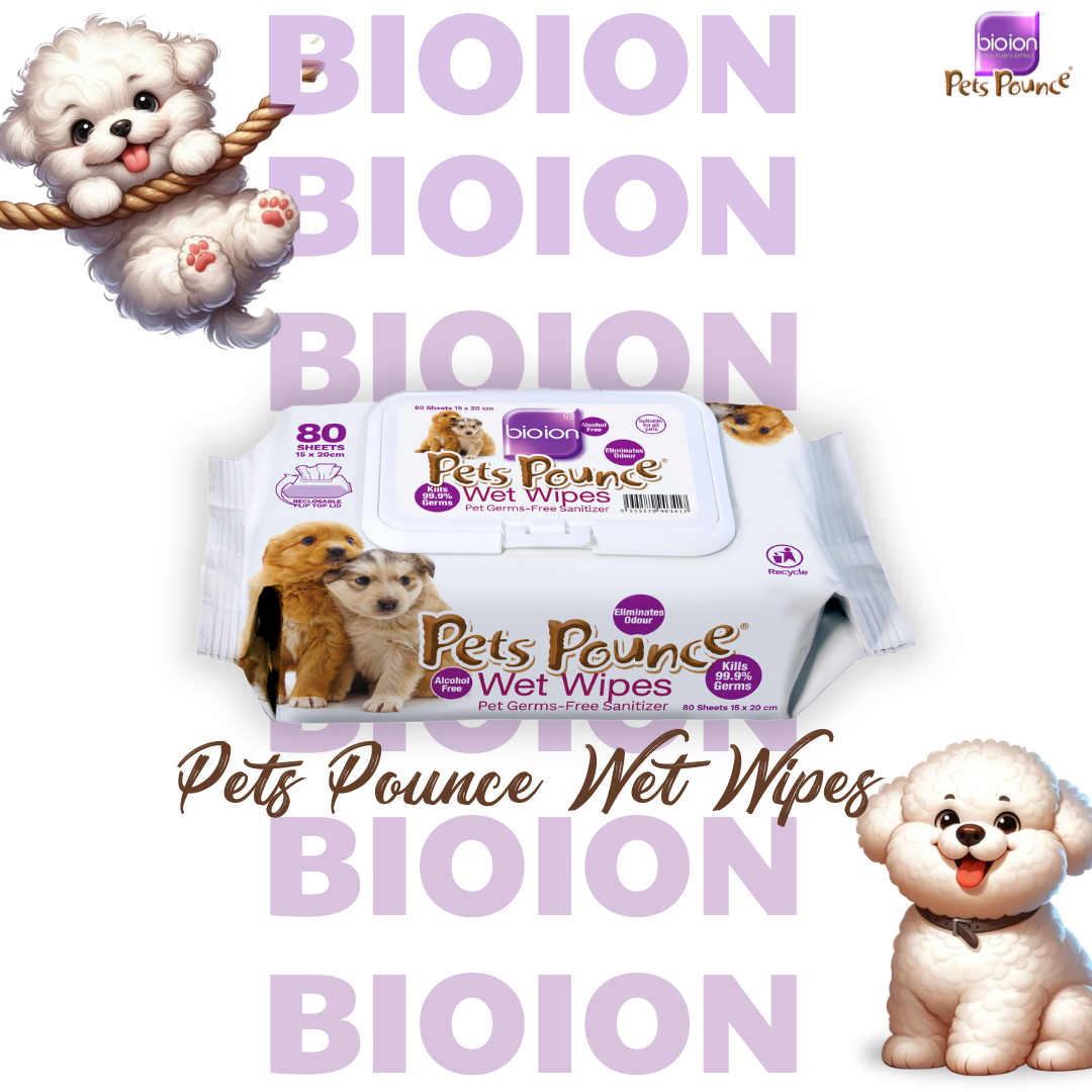 Bioion PETS POUNCE WET WIPES SANITIZER WET WIPES AlcoholFree Pet