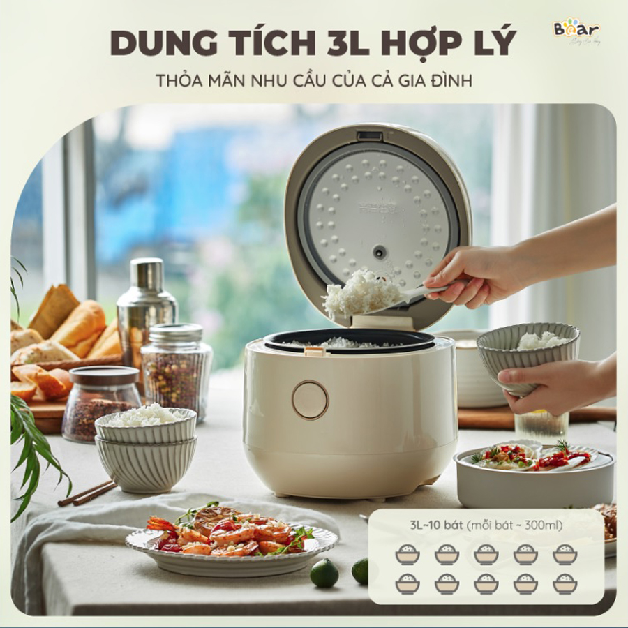 3l-4l Bear electronic rice cooker with 6-layer inner pot, timer up to ...