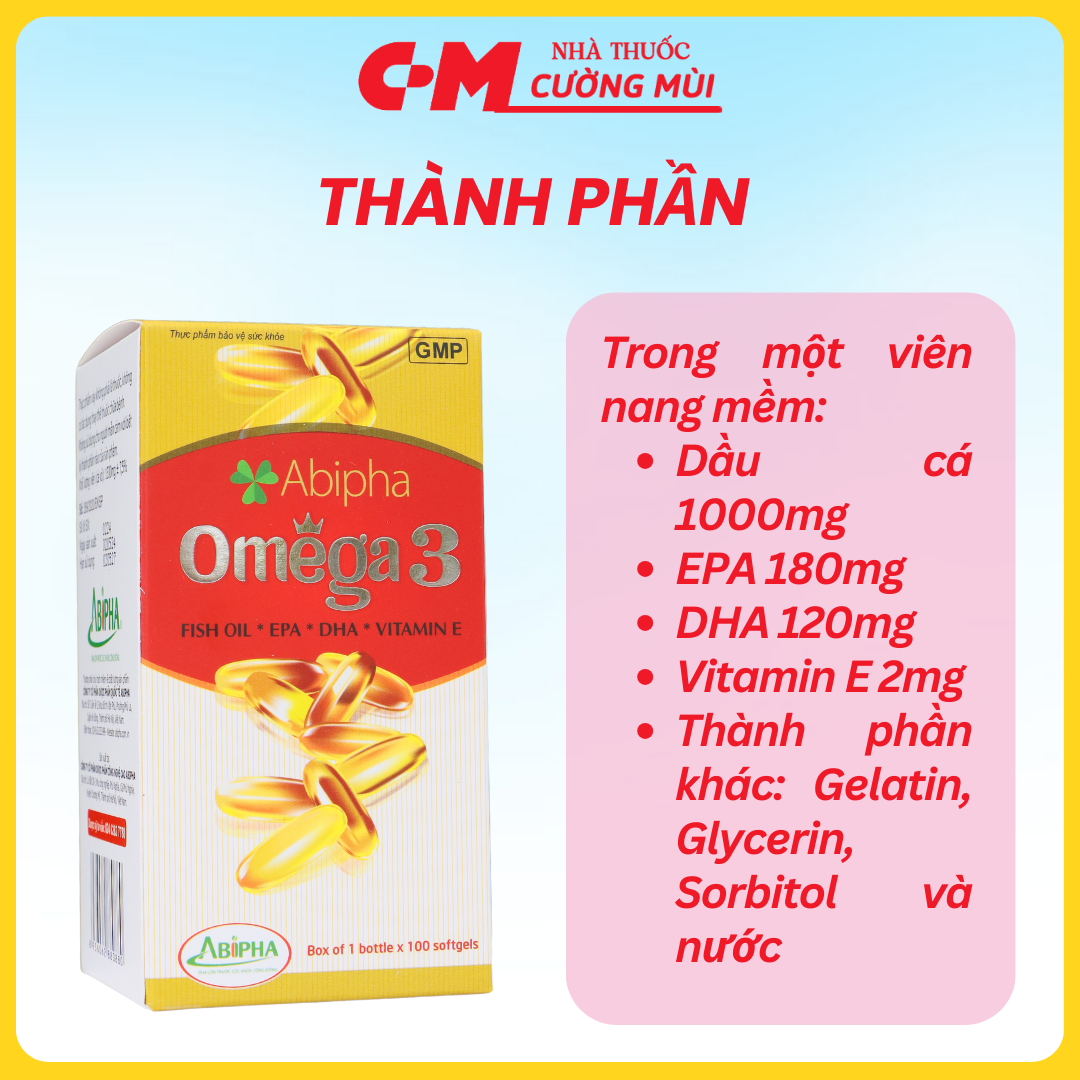 Omega 3 Abipha 100 Tablets has fish oil essence, vitamin E, vitamin