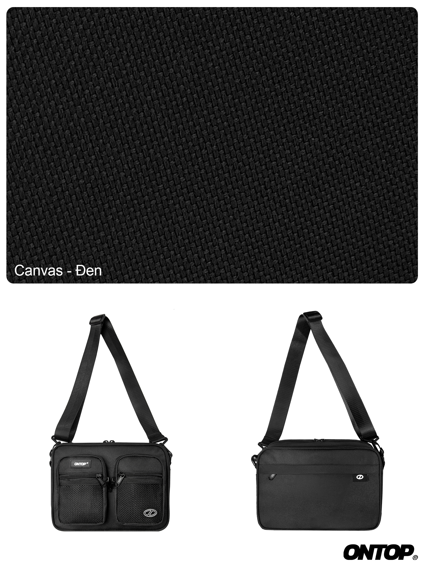 ONTOP Unisex Canvas Crossbody Bag - Trendy Shoulder Bag For Men & Women, Multiple Pockets