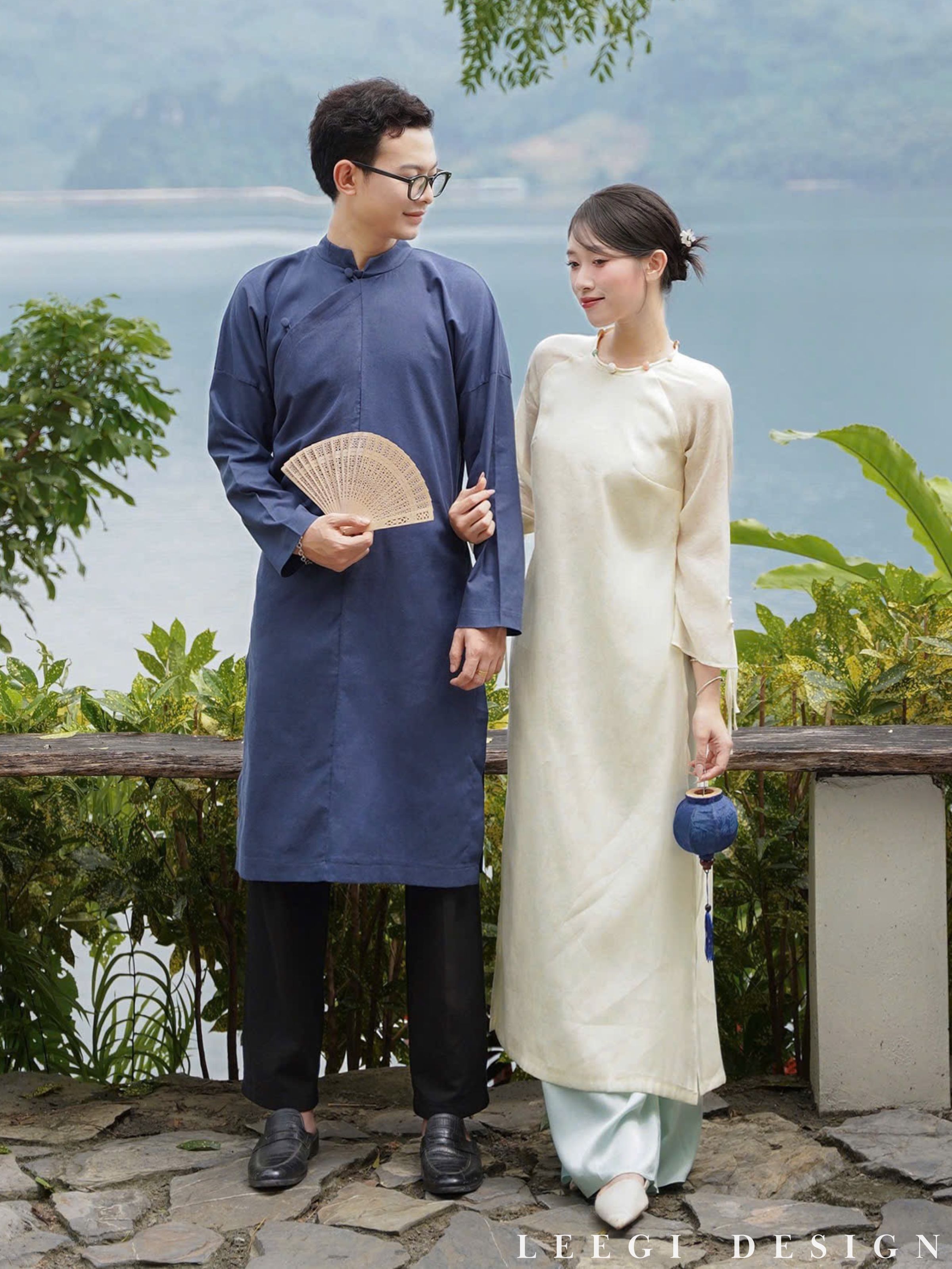 Leegi Design Women's Modern Ao Dai, Crep Silk, Round Neck, Long Sleeves ...