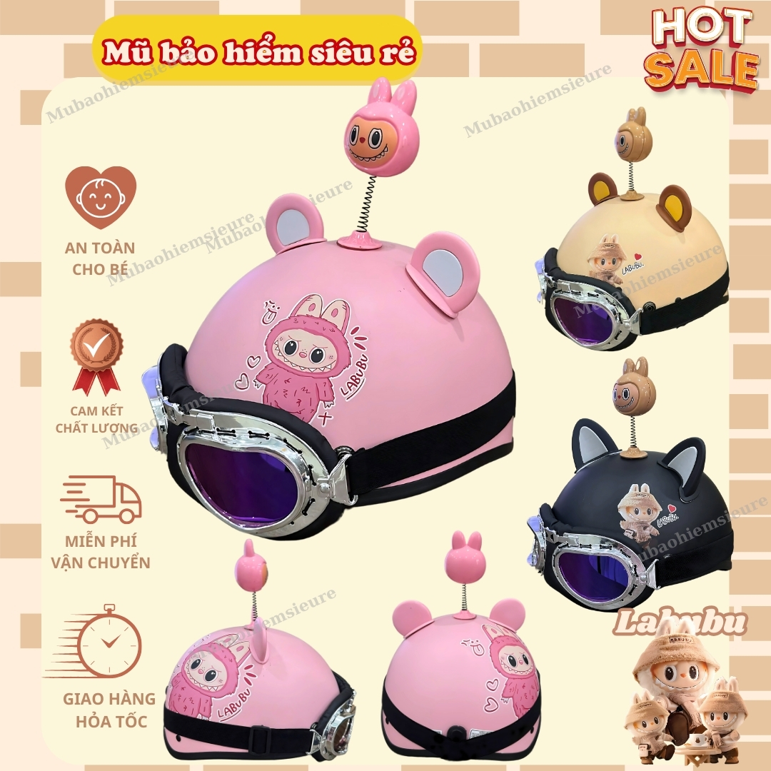 1/2 Labubu helmet with uv glass, pilot with cute, cute accessories ...