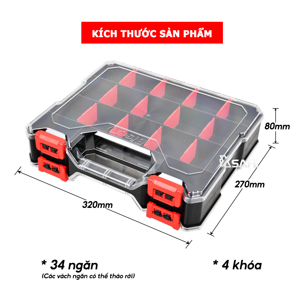 Bison premium double-sided plastic parts storage box with maximum 34 ...