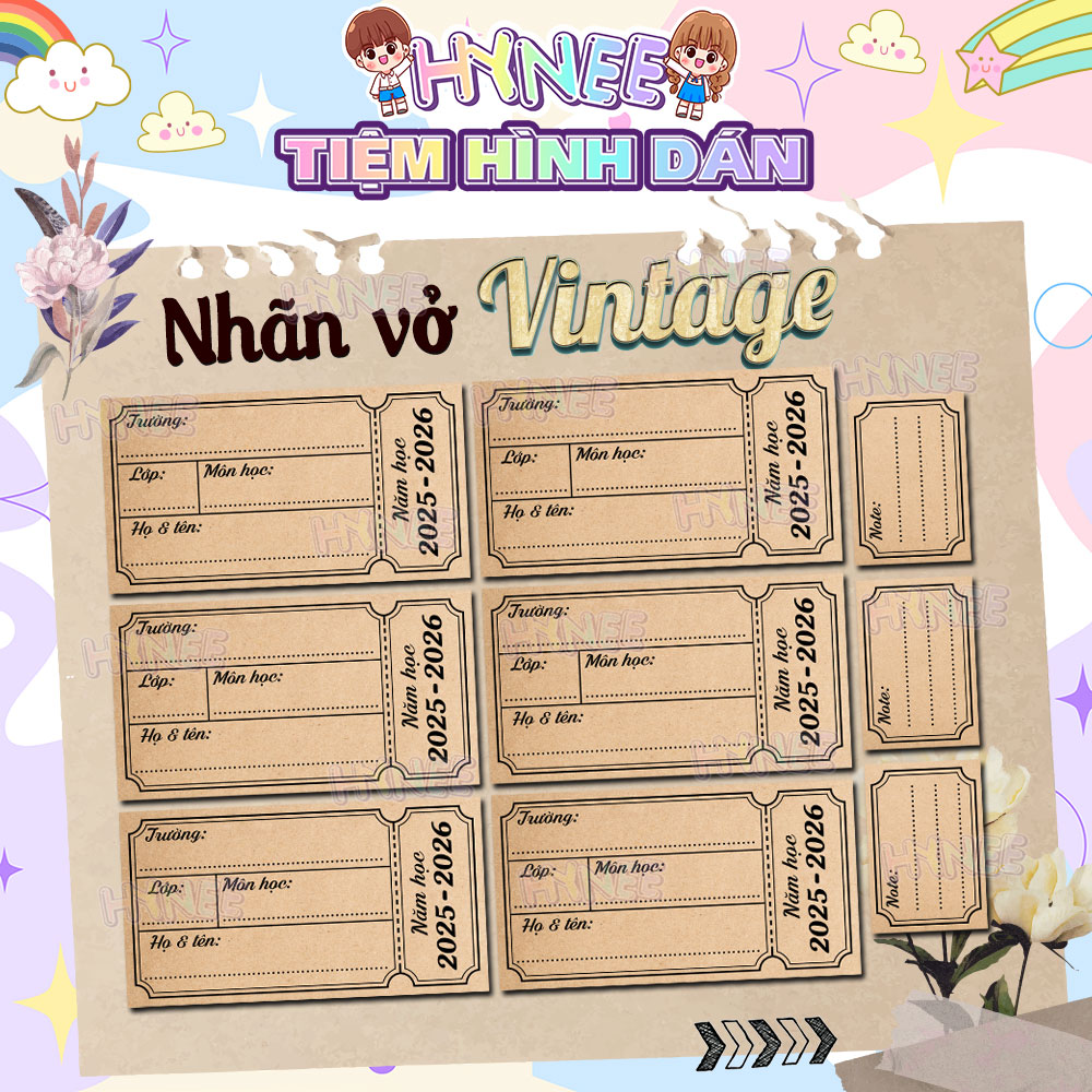 Set of 6 Classic Ticket Notebook Labels Includes 3 Designer Note Labels ...