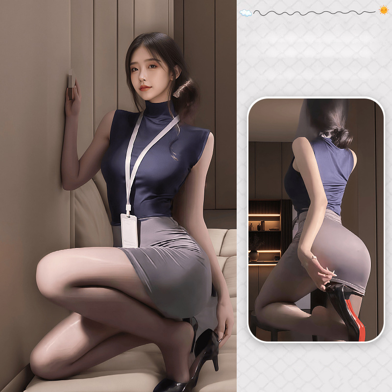 Sexy secretary bodysuit cosplay outfit with sweet seductive nameplate ...