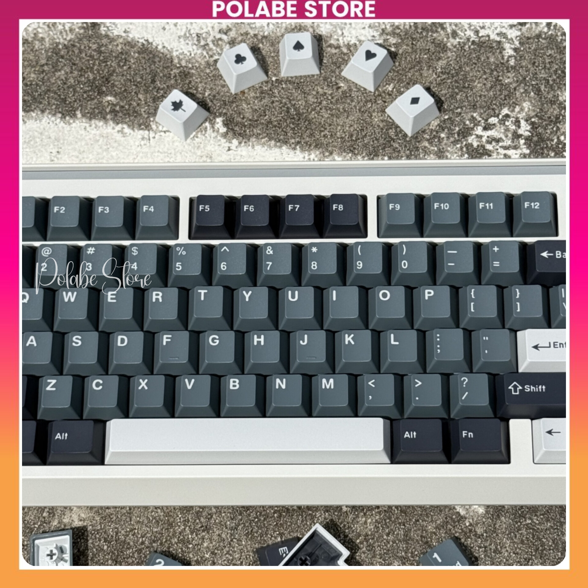 Keycap Apollo Mario cherry Profile Keycap CMK White Gray ABS double ...