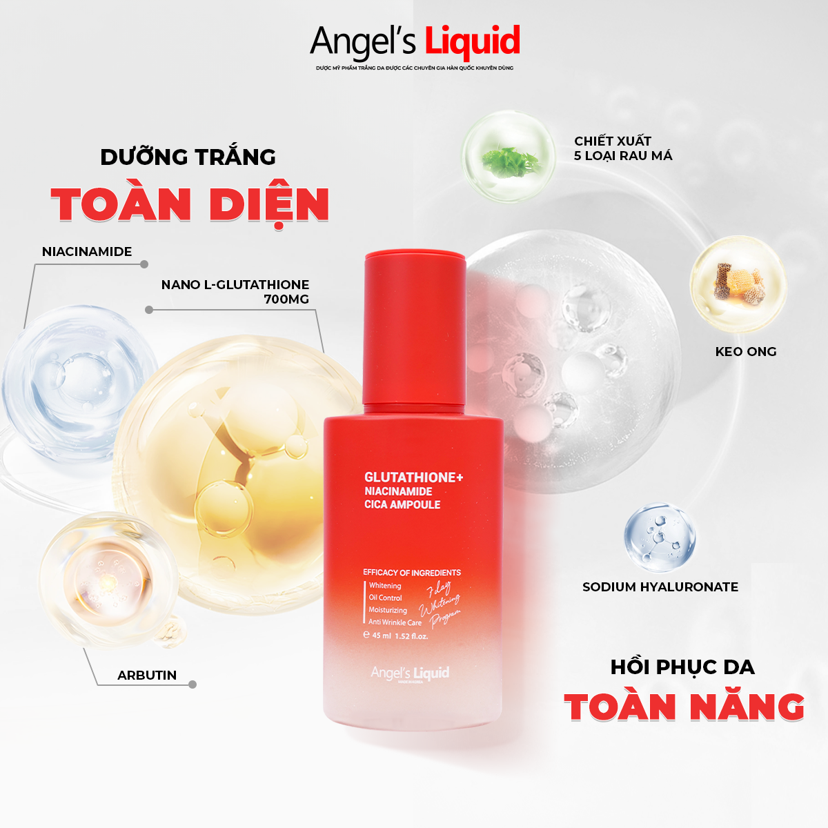 Angel Liquid Glutathione Niacinamide Cica Ampoule Serum 45ml ...
