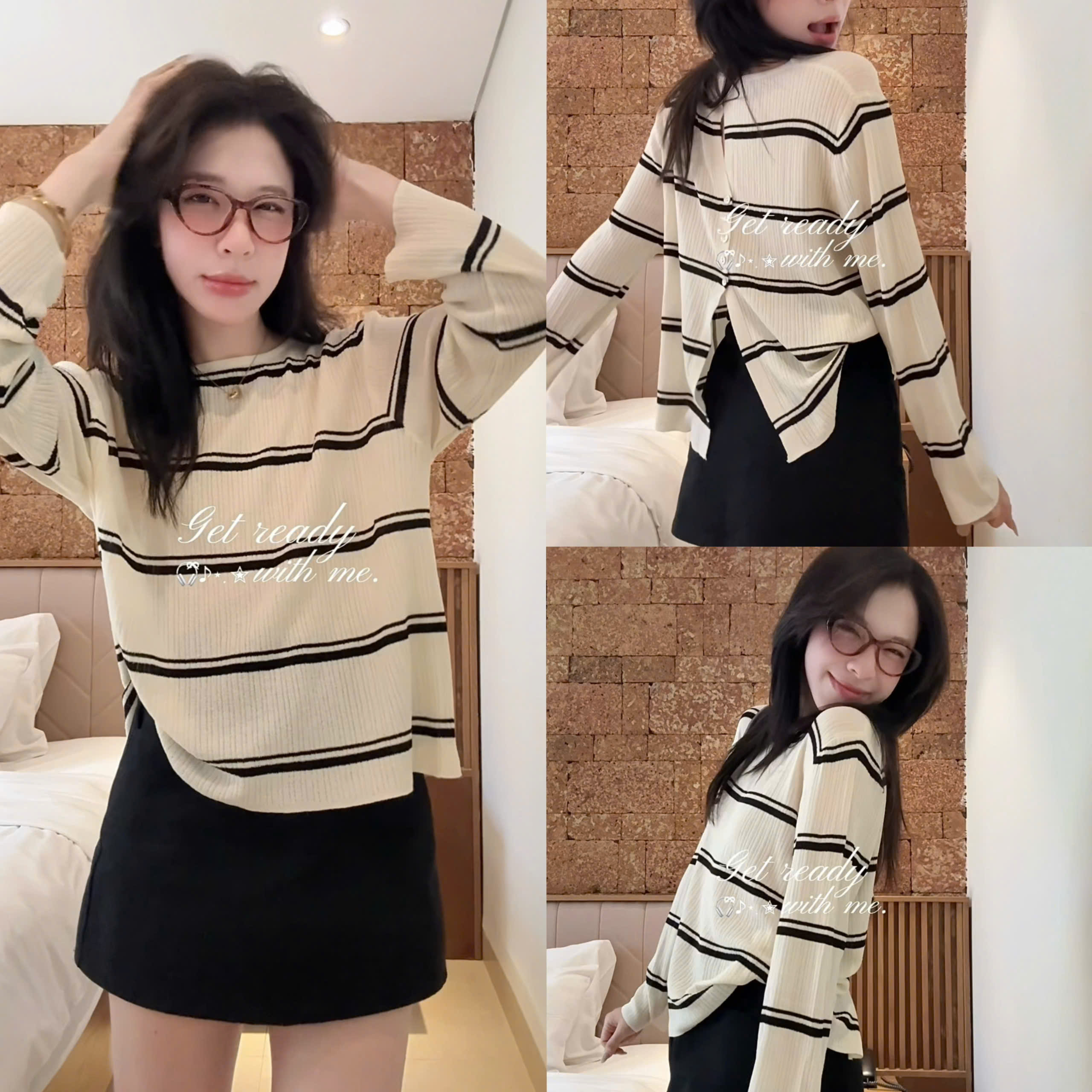(OLDSCHOOL PHOTO) Autumn long-sleeved paper-thin sweater with back ...