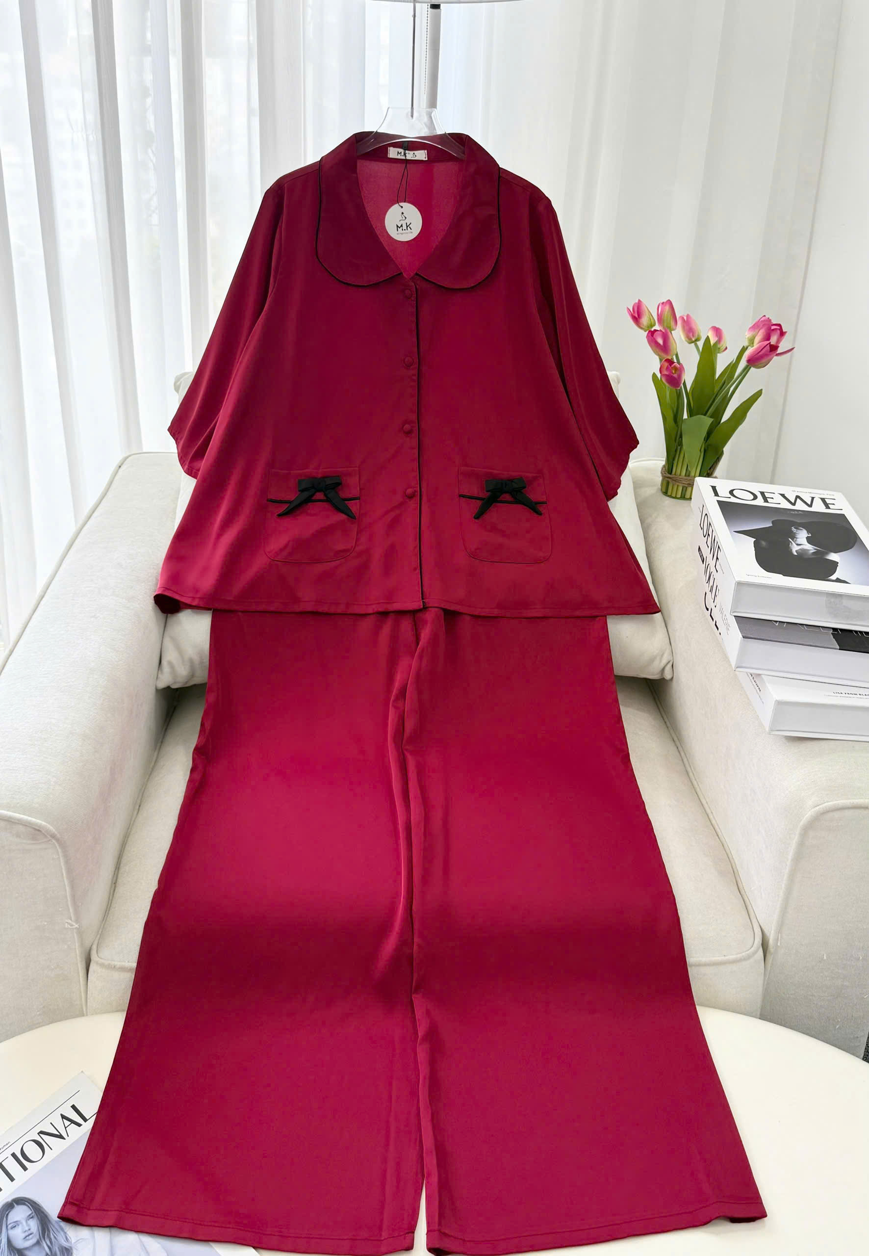 MIKY Pajamas Flared Sleeves Big Size Bow Pockets, Soft and Lovely High ...