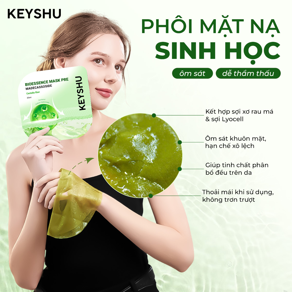 1 Piece Bioessence Mask Premium KEYSHU Moisturizing, Softening ...