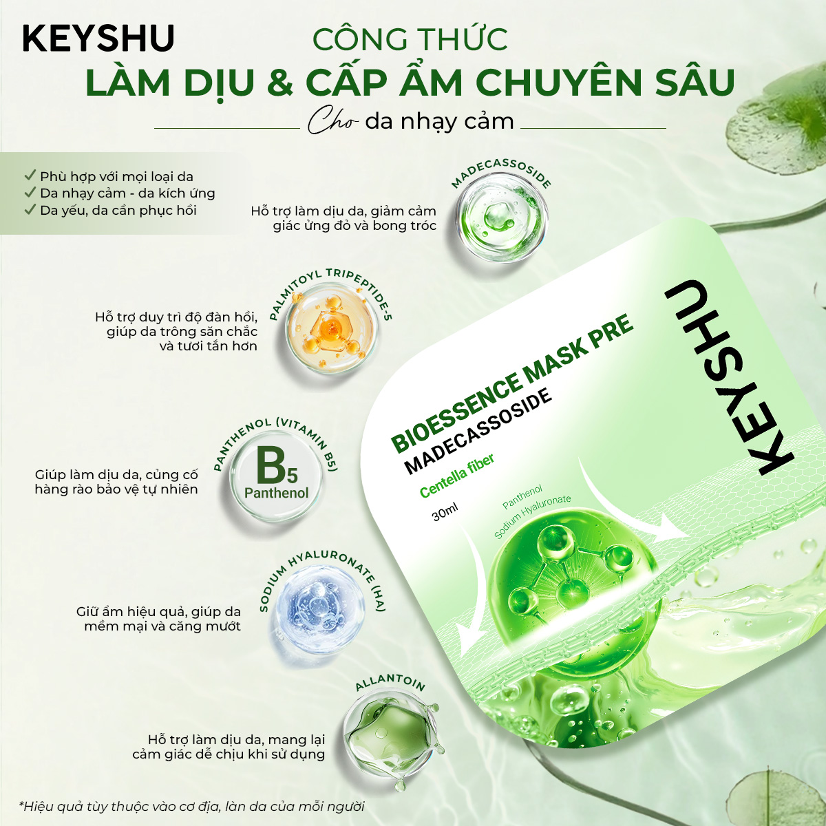 1 Piece Bioessence Mask Premium KEYSHU Moisturizing, Softening ...