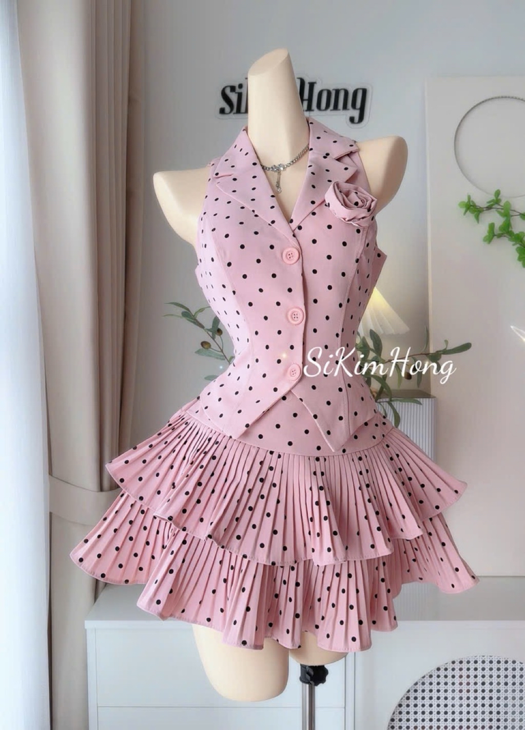 S250 S289 Gile-style shirt set with flowers and cute 2-layer flared ...