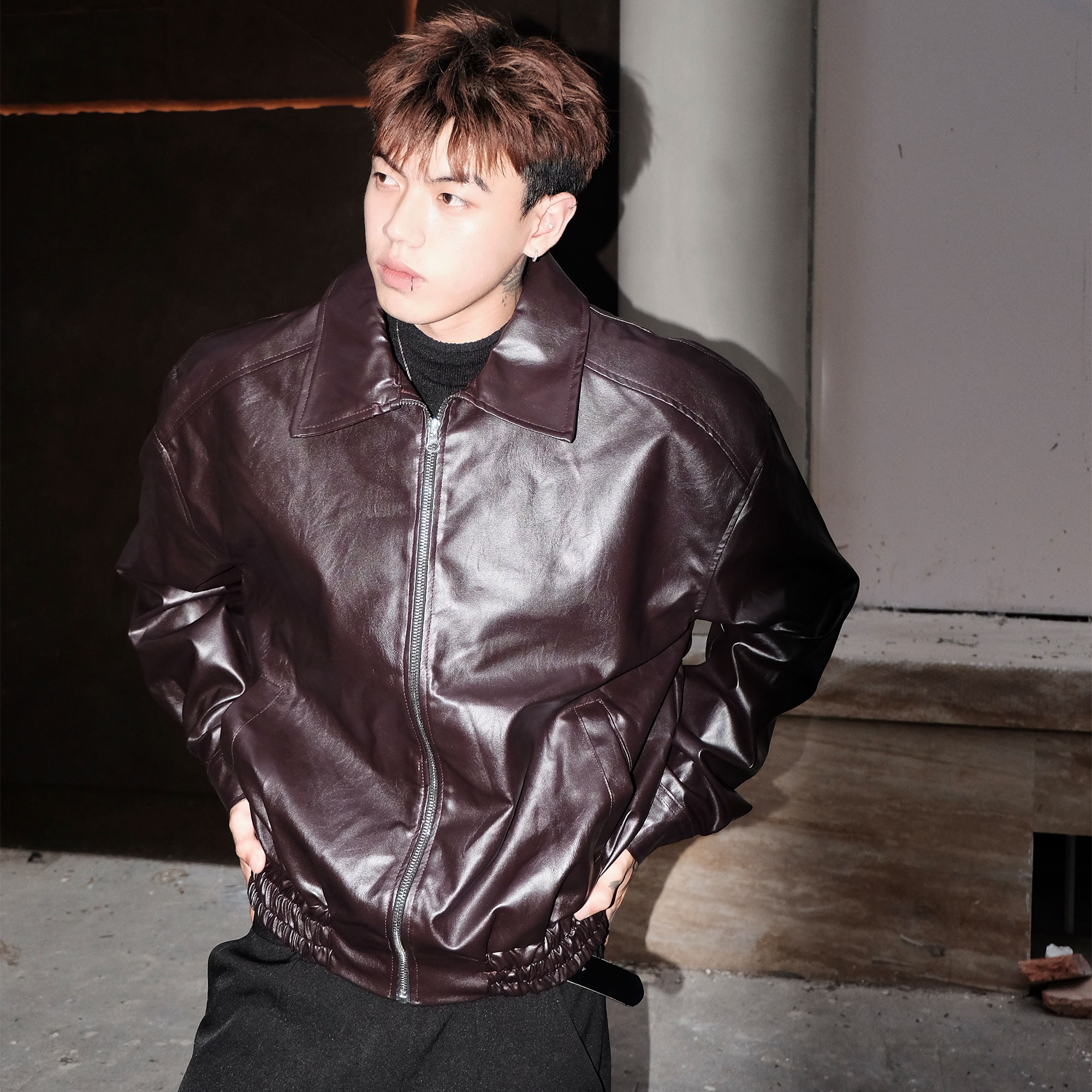 DINOMAN Boxy Form LeatherJacket High Quality Soft PU Leather Basic ...