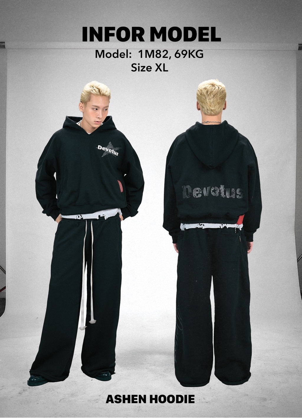 DEVOTUS Flannel TWILL HOODIE 450GSM V-neck LOCAL BRAND UNISEX - ASHEN ...