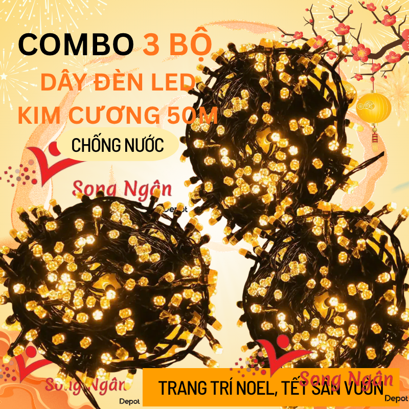 Combo of 3 Sets of Diamond Flashing LED String Lights, Christmas tree ...