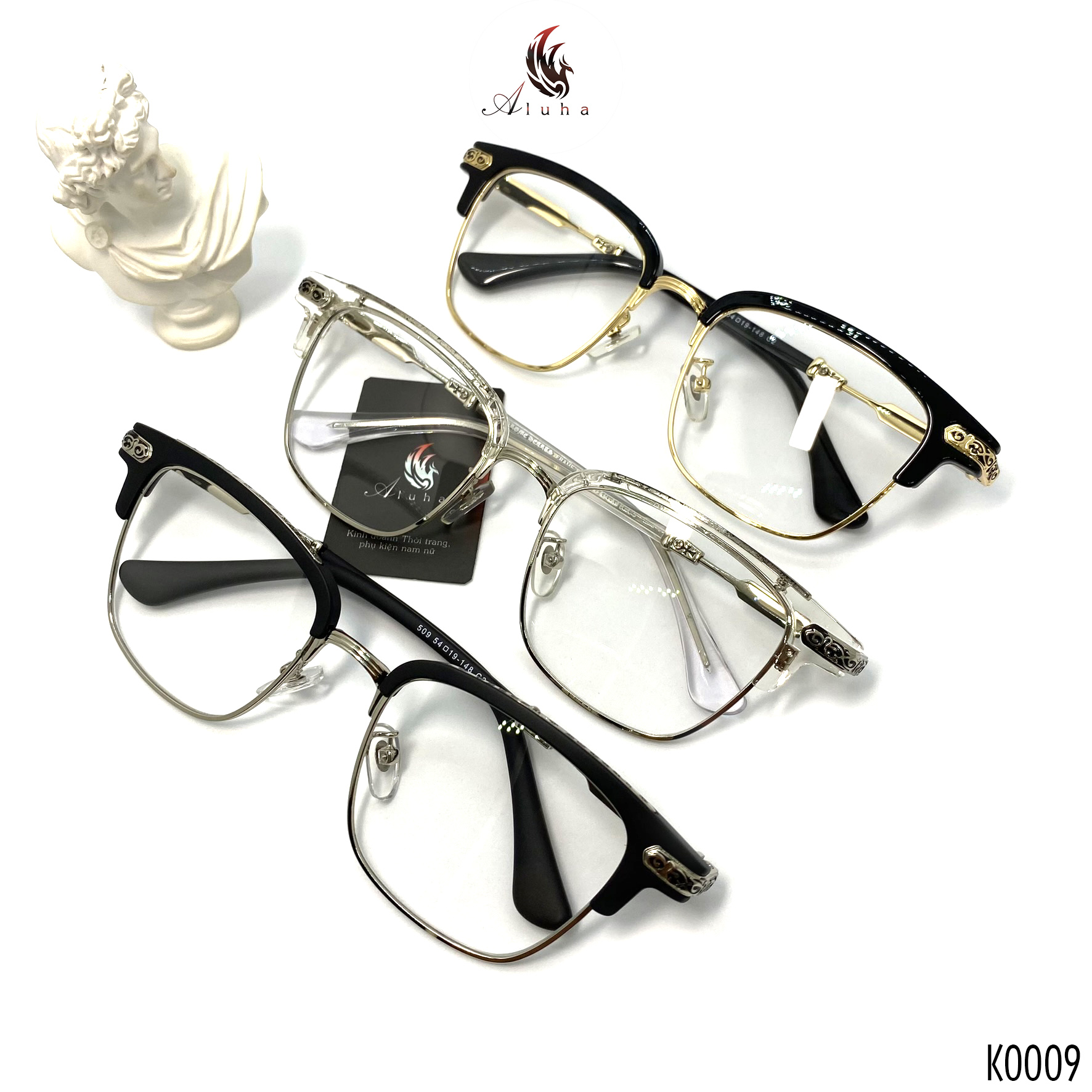 Men's and women's eyeglass frames with Gothic motifs, Korean Clubmaster ...
