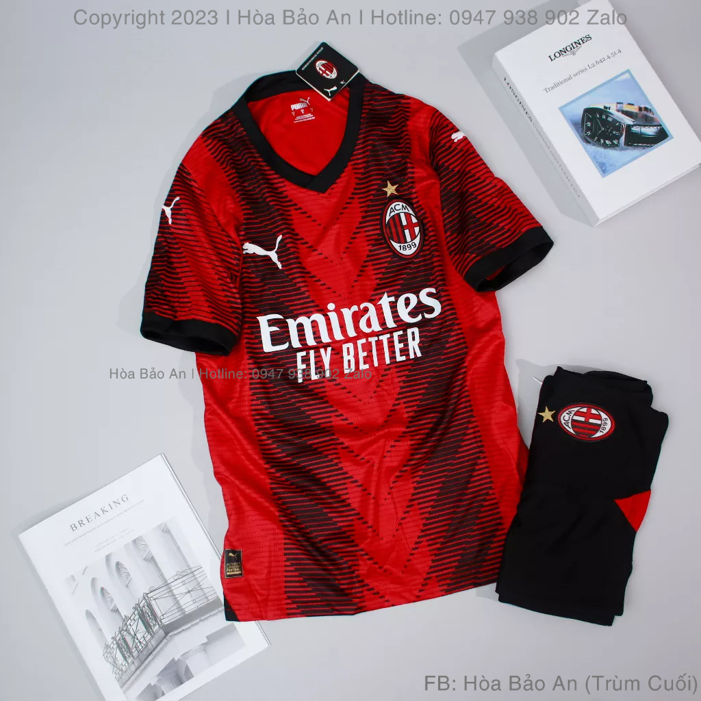 Embroidery Logo Set Football Suit, Ac Milan Club Football Kit 2023 /