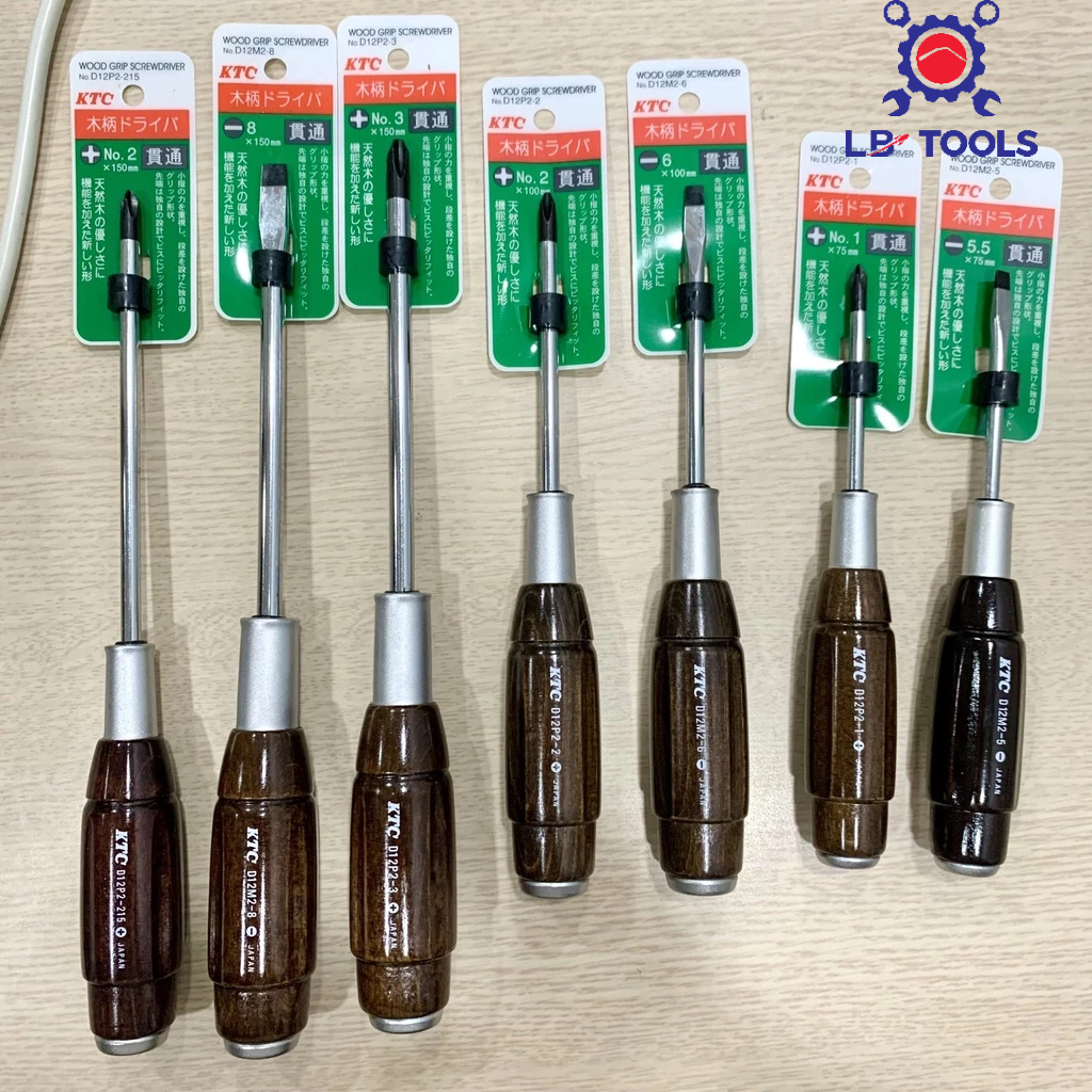 Japanese KTC Wooden Screwdriver D12P2, D12M2 4Sided And 2Sided Screwdriver Made in Japan