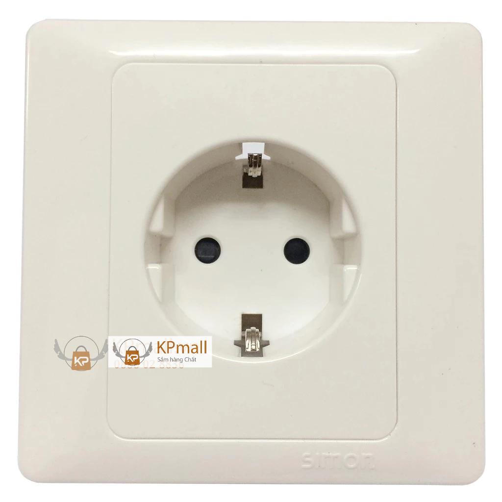 Schuko-style single 2-pin socket with square grounding pin Simon 50 ...
