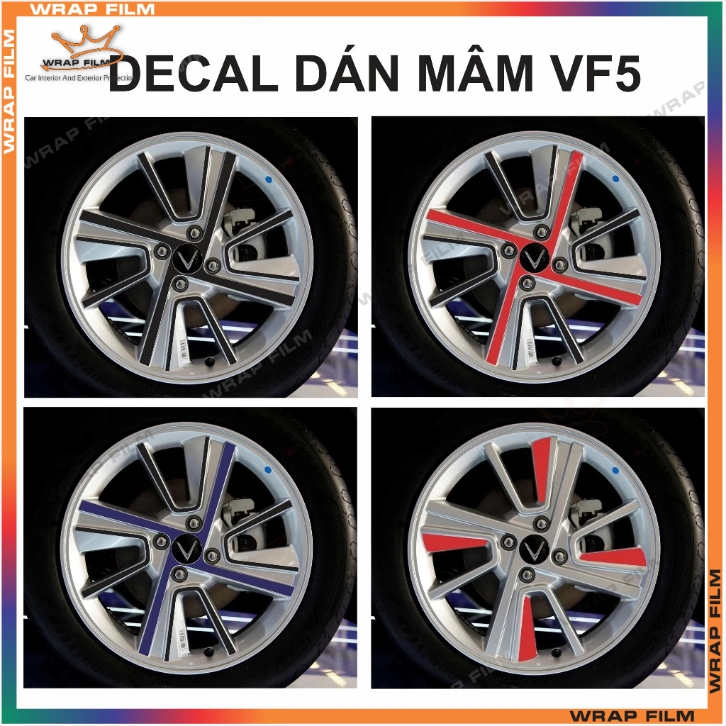 Vinfast VF5 wheel Decal (price includes 5 wheels), chrome bar sticker ...